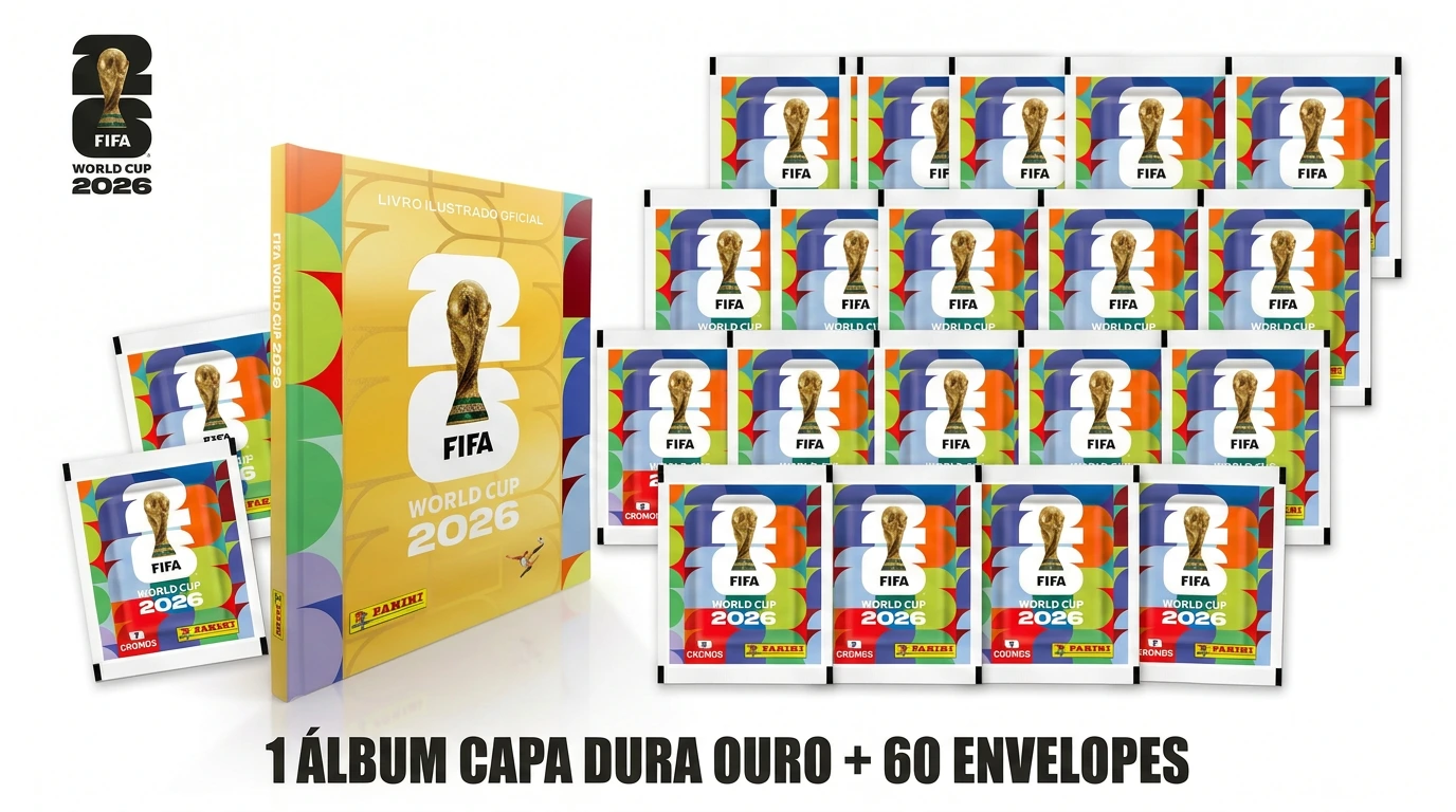 Kit Colecionador — álbum Ouro e 60 pacotes do kit